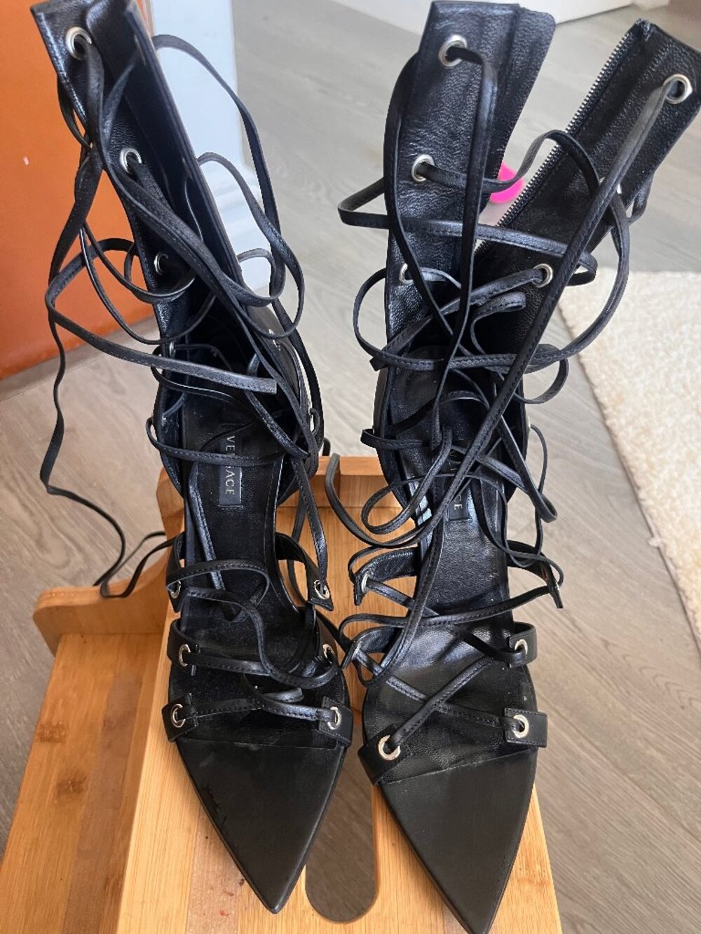Versace Black Gladiator Sandals size 8.5 (38.5)